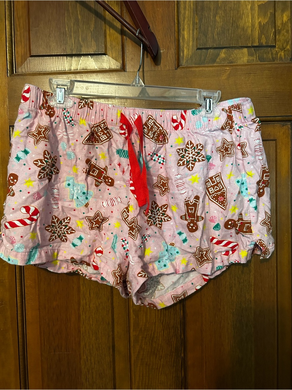 Old Navy Pink Gingerbread Print Pajama Shorts